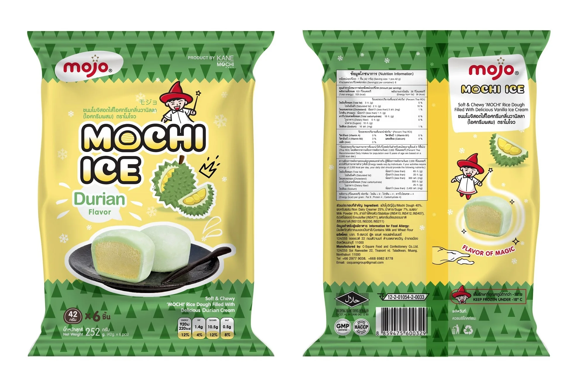 Rice Dough Dairy Products Fruity Soft Delicious Milk Beverage Round Ball Box Bag MOJO Mochi Ice Cream Durian