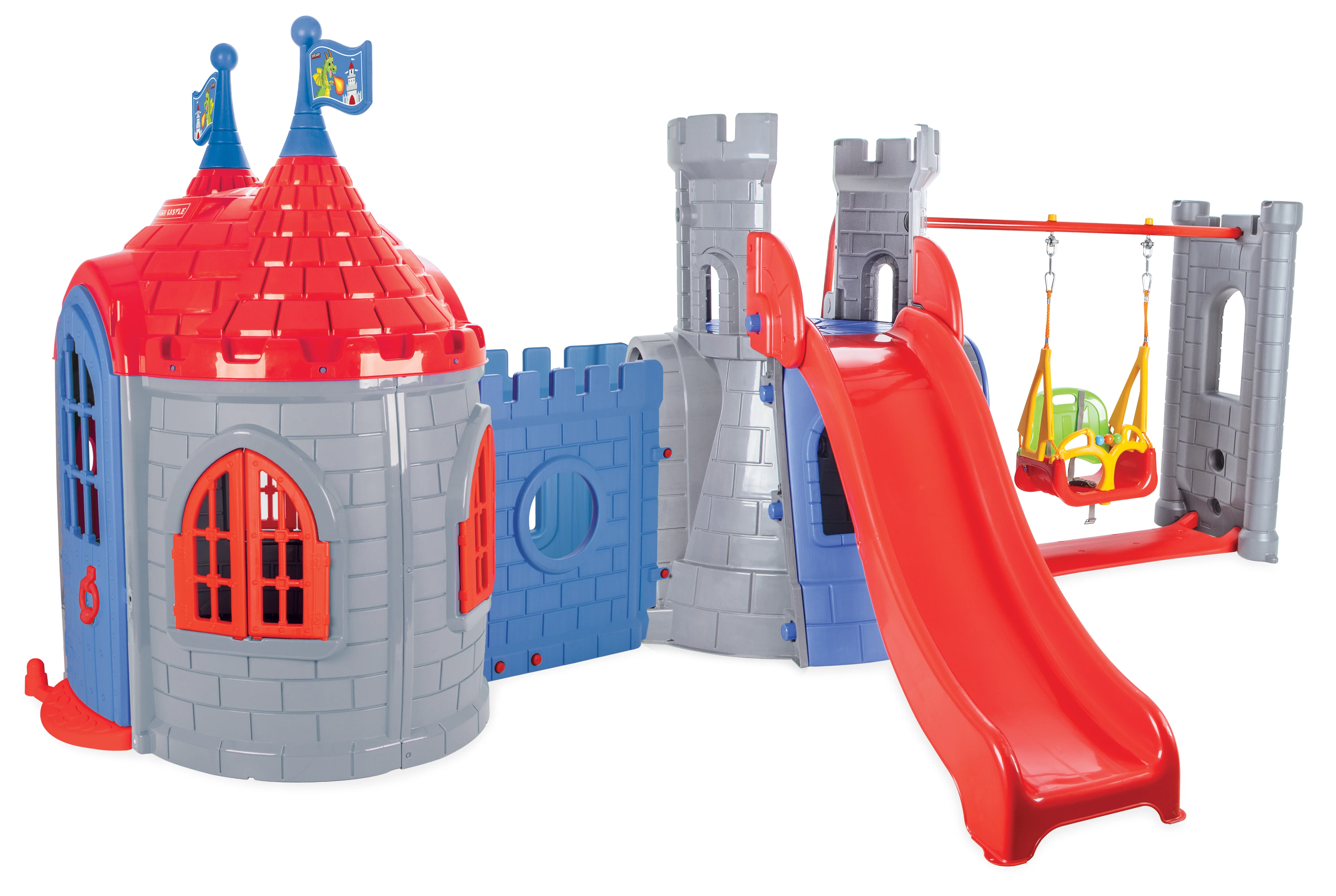 Playhouse For Toddliers Optional With Swing and  Hoop Set,Plastic Outdoor Playground for Kids - Children