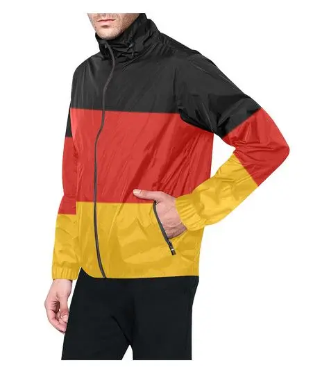 Custom windbreaker high visibility men/German Flag Color Block Stripes All Over Print Windbreaker for Unisex