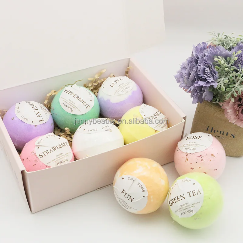 Hot selling OEM 6pcs Gift Set Bubble Spa Bath gift kit natural organic Dry Skin Moisturize Fizzy Bath Bombs