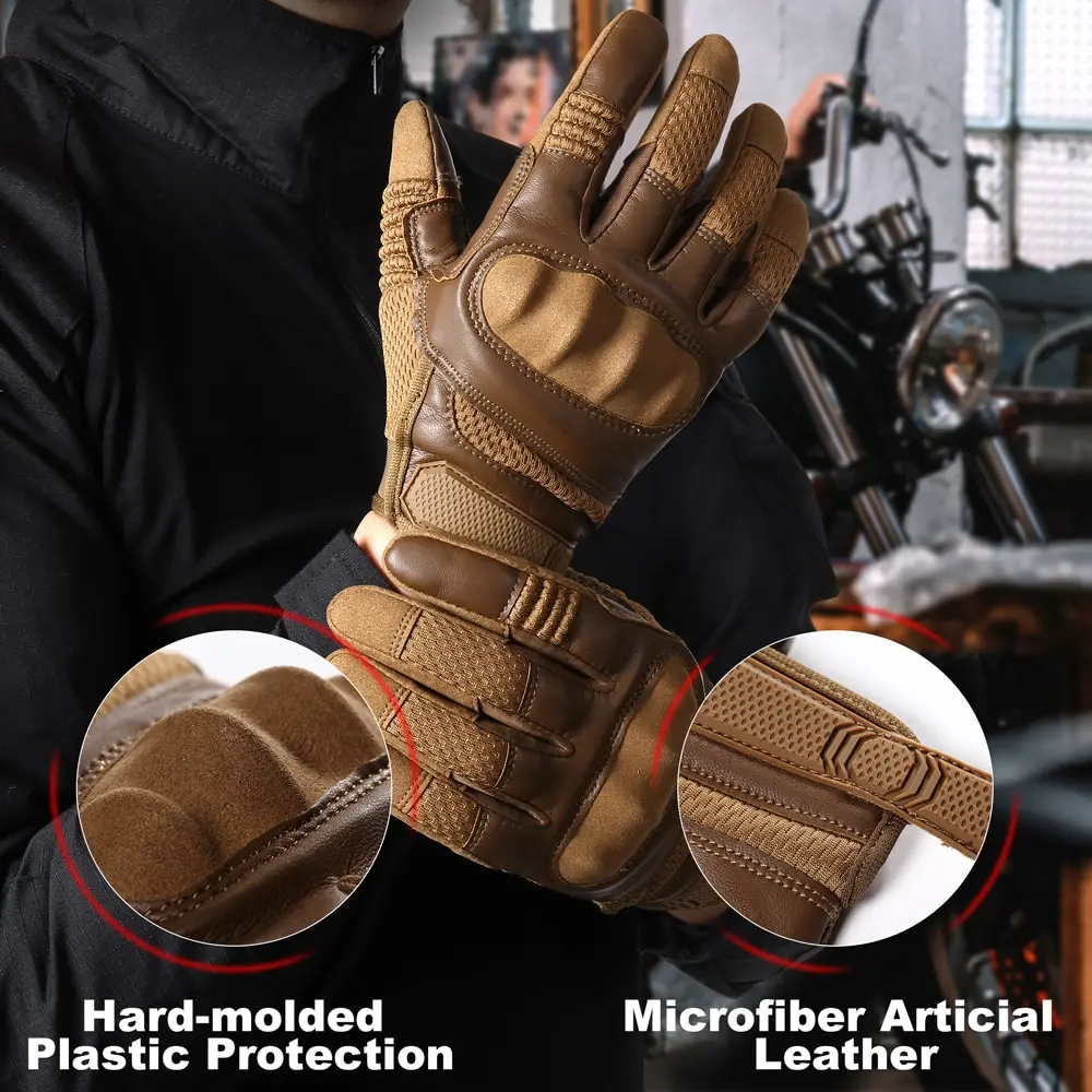 Custom Logo Unisex Hard-Protect Full Finger Gym Sports Motorcycle Glove Cycling Racing Gloves