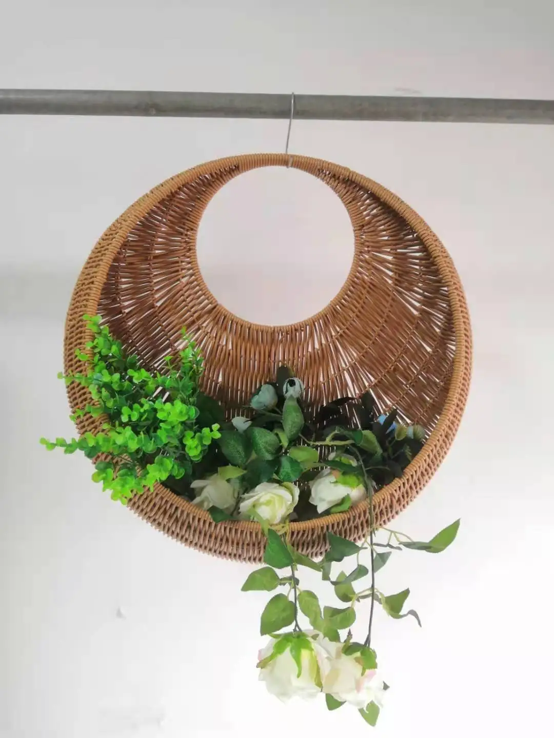 Rattan Handmade Fancy Chinese Supplier Natural Decorations Flower Hanging Basket