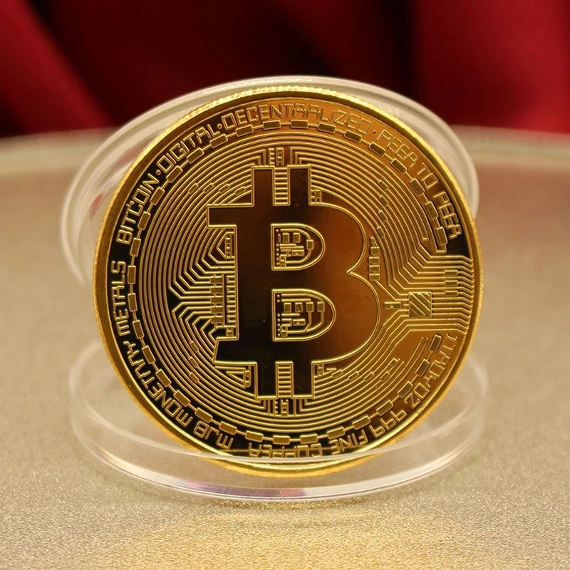 Bitcoin Coin Gold Plated Collectible Art Collection Gift Physical Commemorative Metal Antique