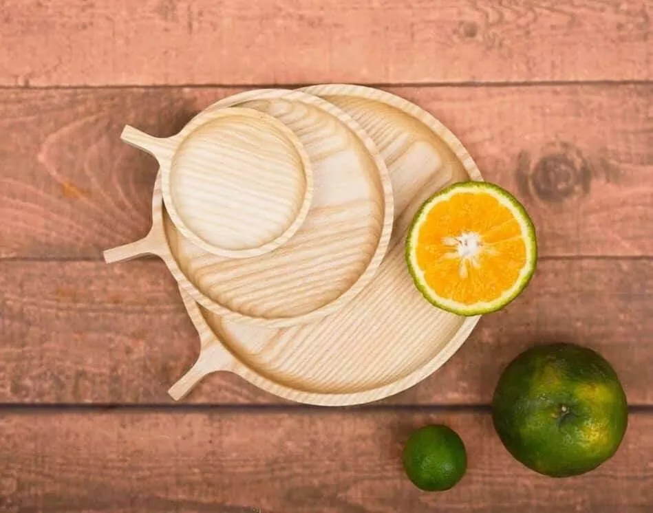 Элегантный бамбуковый сервировочный поднос сделано во Вьетнаме/100% углеродный-нейтральный материал ручной работы с золотыми данными 99