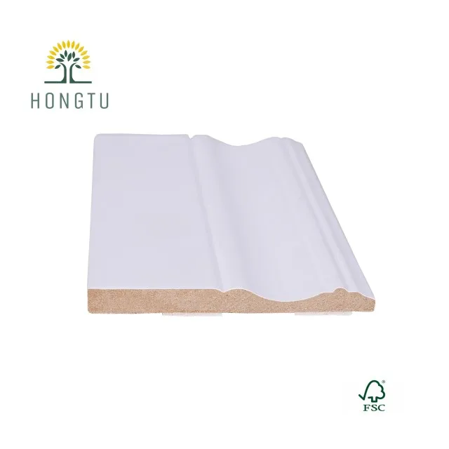 
Wholesale White primed MDF baseboard moulding 