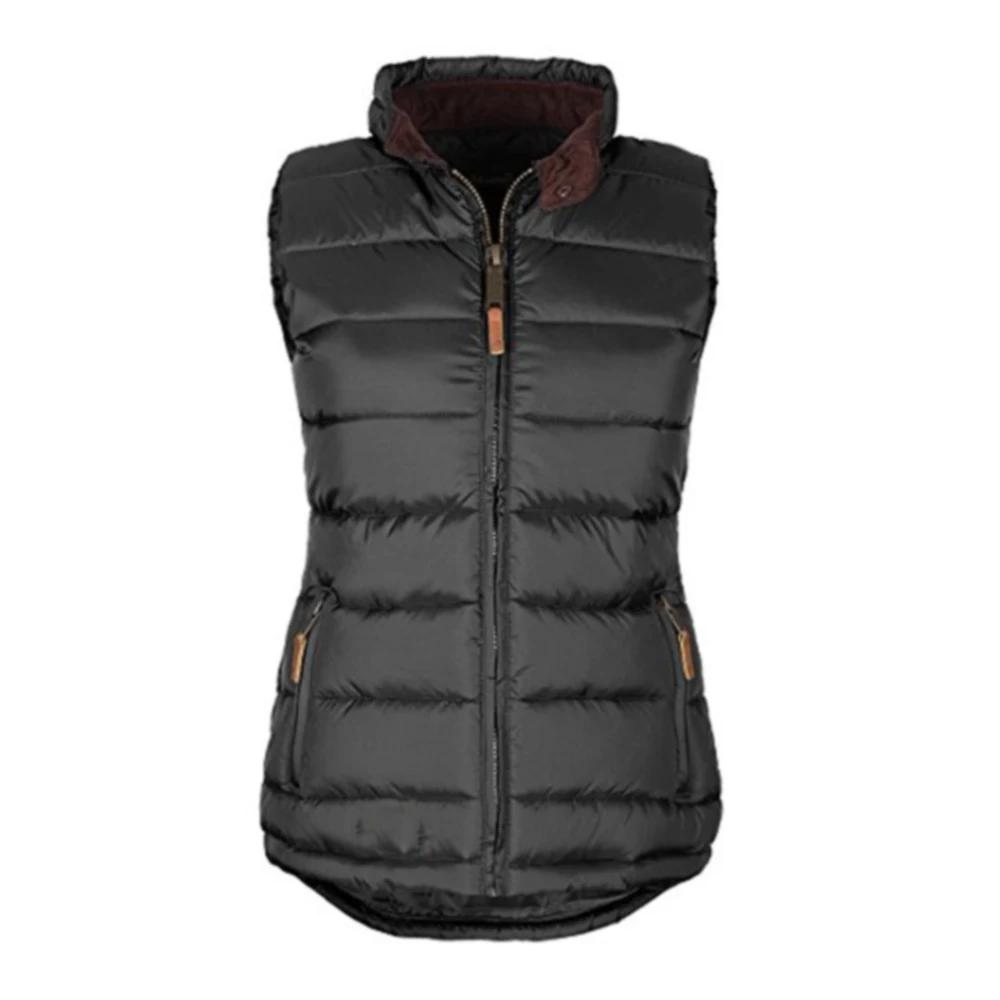 Custom outerwear zipper down cotton sleeveless jacket women short hooded rash down vest with fur hood waistcoat ladies gilet