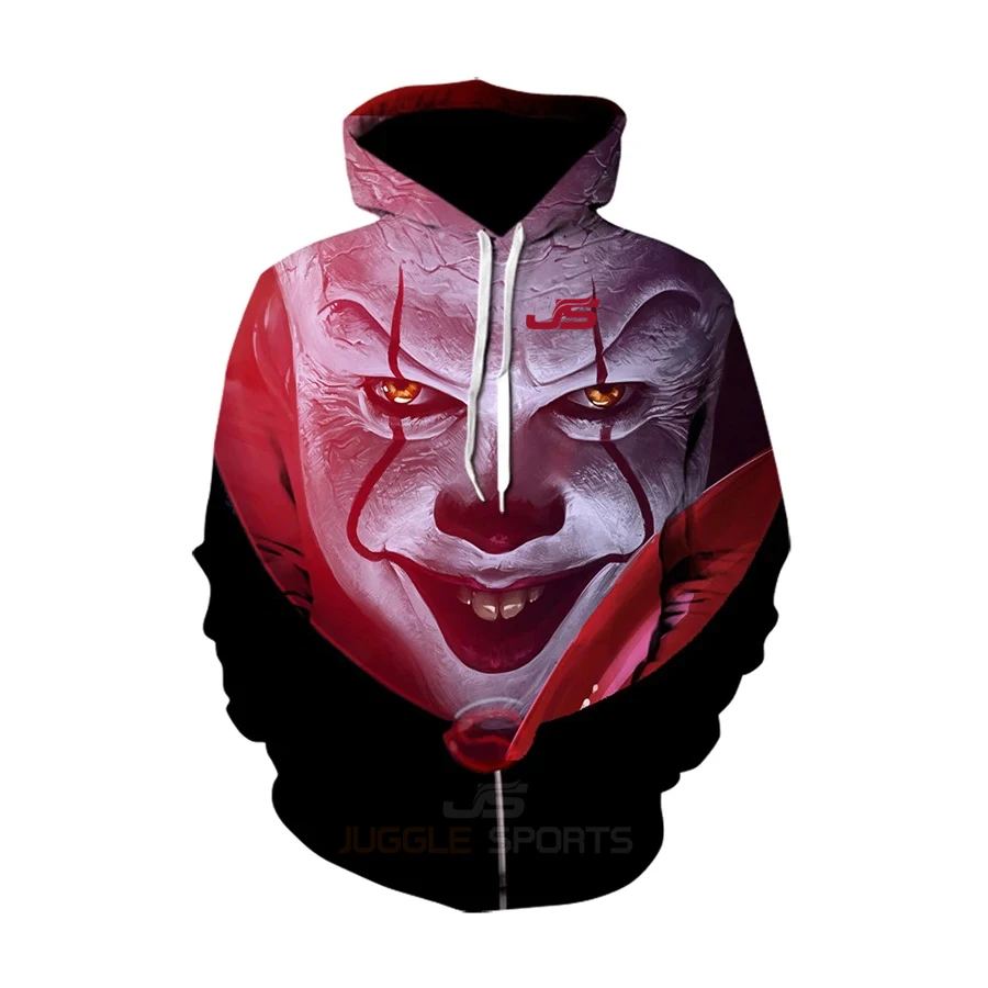 3D толстовки с принтом клоуна Джокера рисунком лица удобные флисовые капюшоном забавная