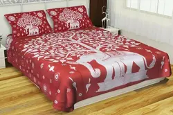 Trending Floral Printed Home Decor Cotton Double Bed Sheet with 2 Pillow Covers Finishing Handmade Bed Sheet
