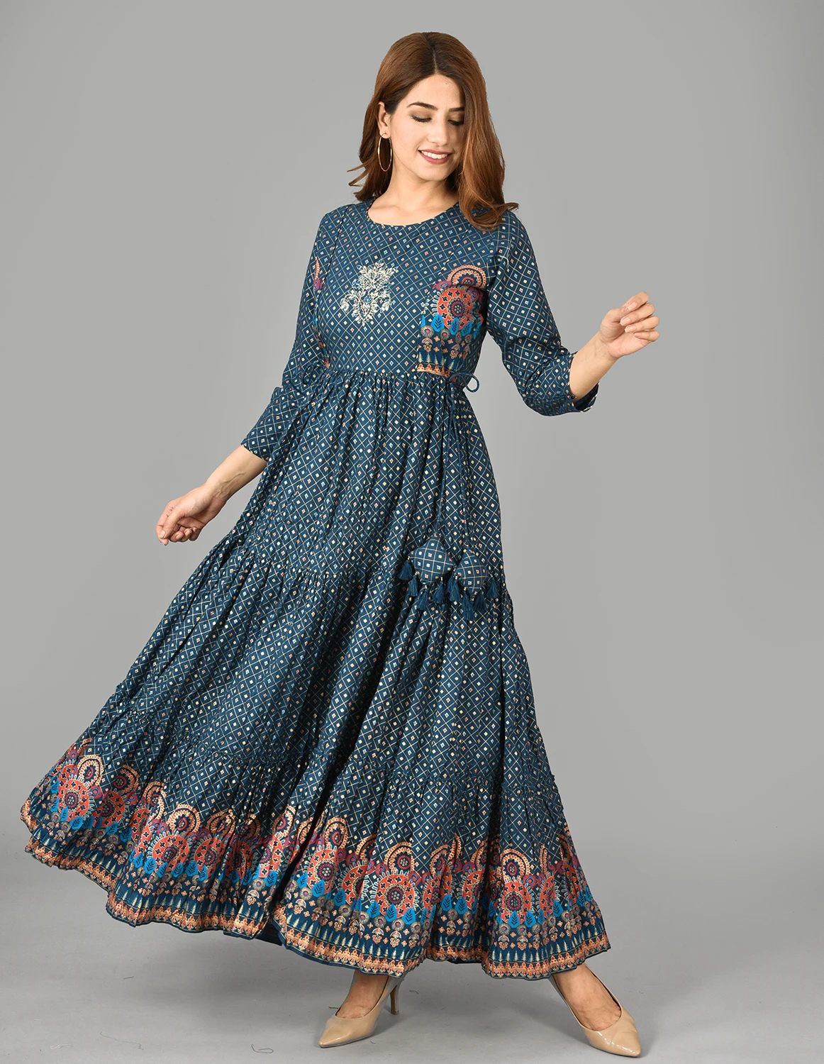 Cotton New Design Floral Print Anarkali Dress  Rayon Women Kurtis Ethnic Office Wear Dress Kurtis