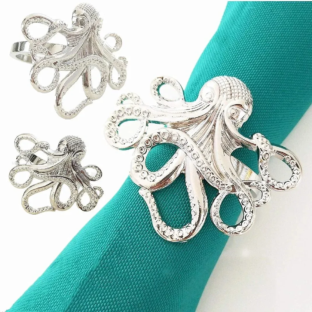 Ocean Animal Napkin Ring (set of 4) Napkin Rings Hotel Decoration Accessories Gold Custom Silver Party Wedding Home Metal Brass