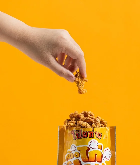 Poygai Crispy Fried Chicken Skin Pop Cheese Flavor 42 g. Premium Quality from Thailand for 100% Export