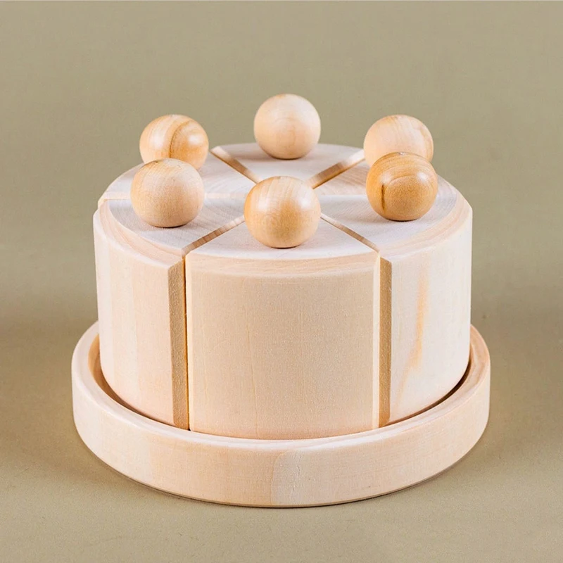 OEM - ODM Unfinished Wooden birthday cake toy Wood baby toys Play food Cake wooden toy