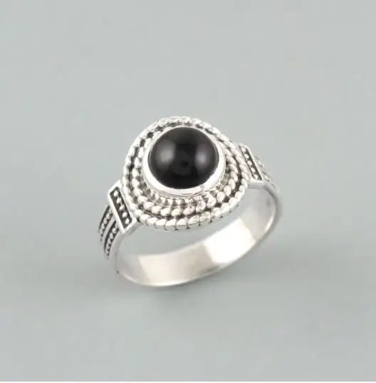 Hot Selling Natural Black Onyx 925 Sterling Silver Handmade Gemstone Ring Wholesale Price Available In All Shape And Size