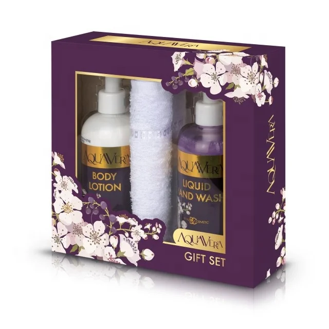 AquaVera & Gift Set / Body Lotion - Liquid Hand Wash - Towel