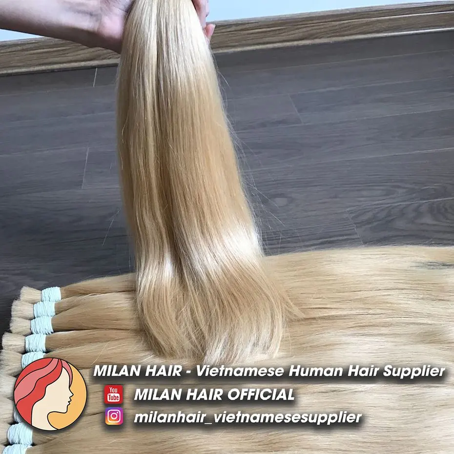 High-quality bulk hair silky straight blonde 613 color hair 100 gam bundles 100% Vietnamese super double drawn hair