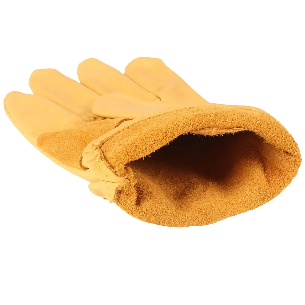 Golden Cow Grain Leather Driver Gloves Wing Thumb Shirred Elastic Back Work gloves