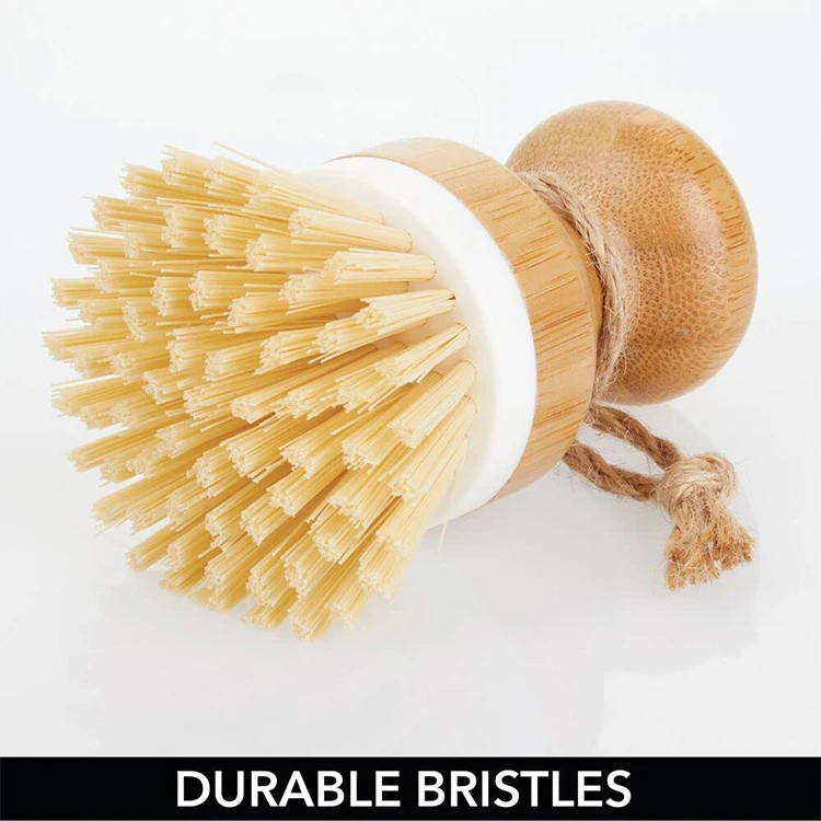 Household Cleaning Bamboo Mini Scrub Brush Coconut Bristles Pot Brushes Dish Scrubber for Kitchen Sink, Bathroom