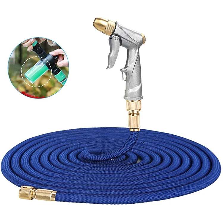 Factory Wholesale Customized Length latex Retractable water Garden Hose with alloy spray gun