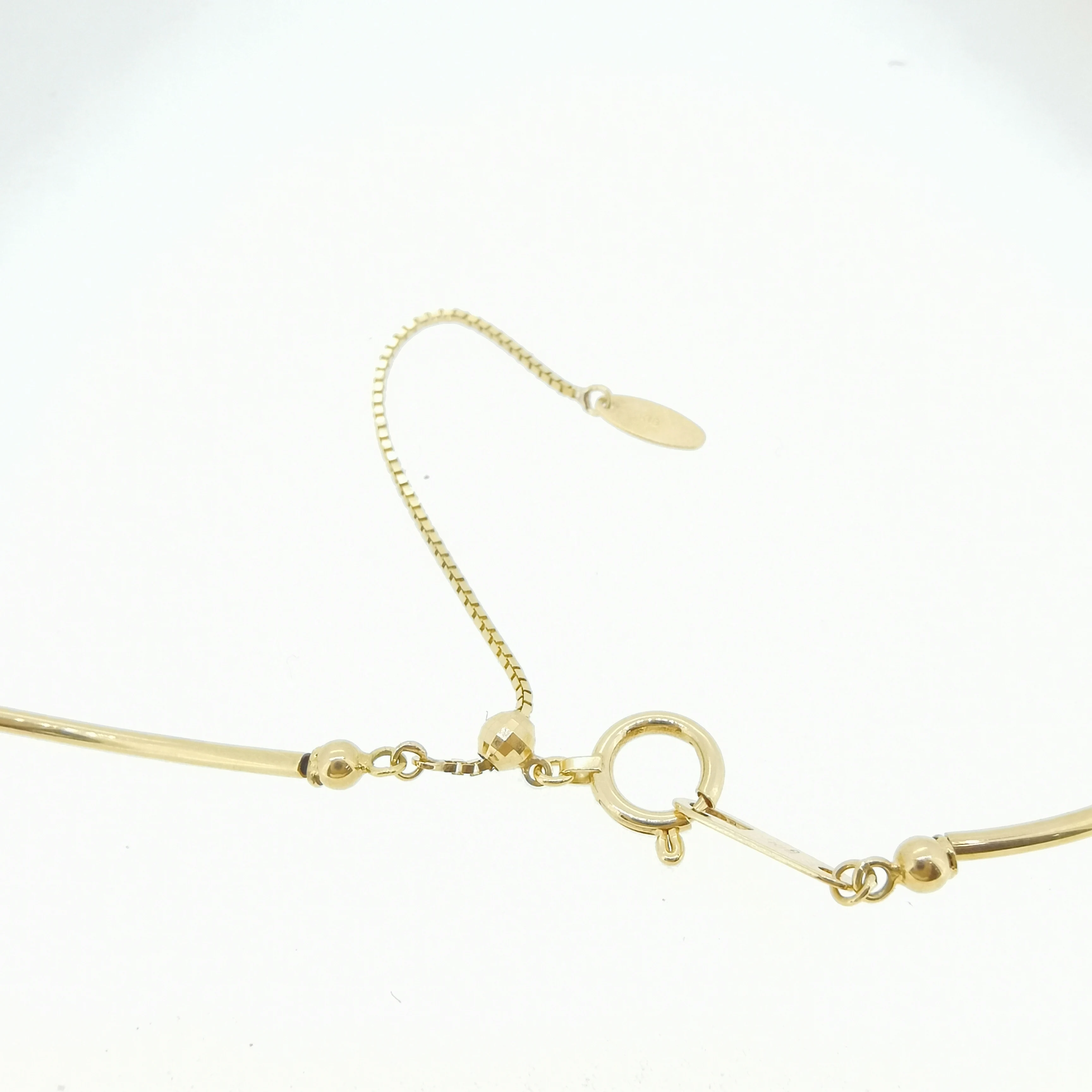 
K18 gold wave chain with cut pearl necklace with adjustable clasp 