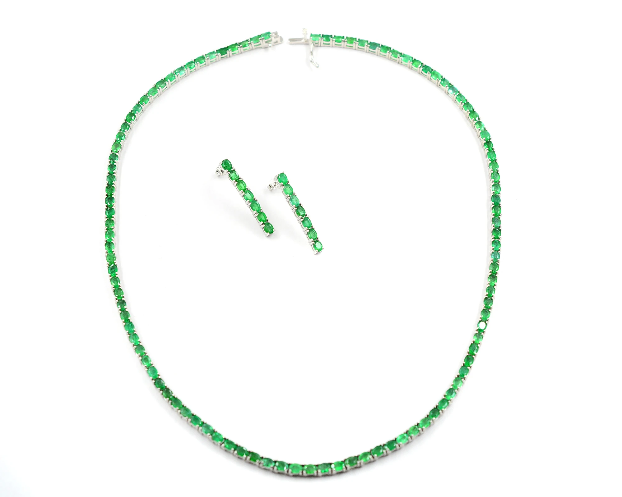 Новый эксклюзивный замбийский изумруд 4x3 мм натуральный драгоценный камень 925 пробы серебро для женщин ювелирные изделия ожерелье серьги набор от индийского