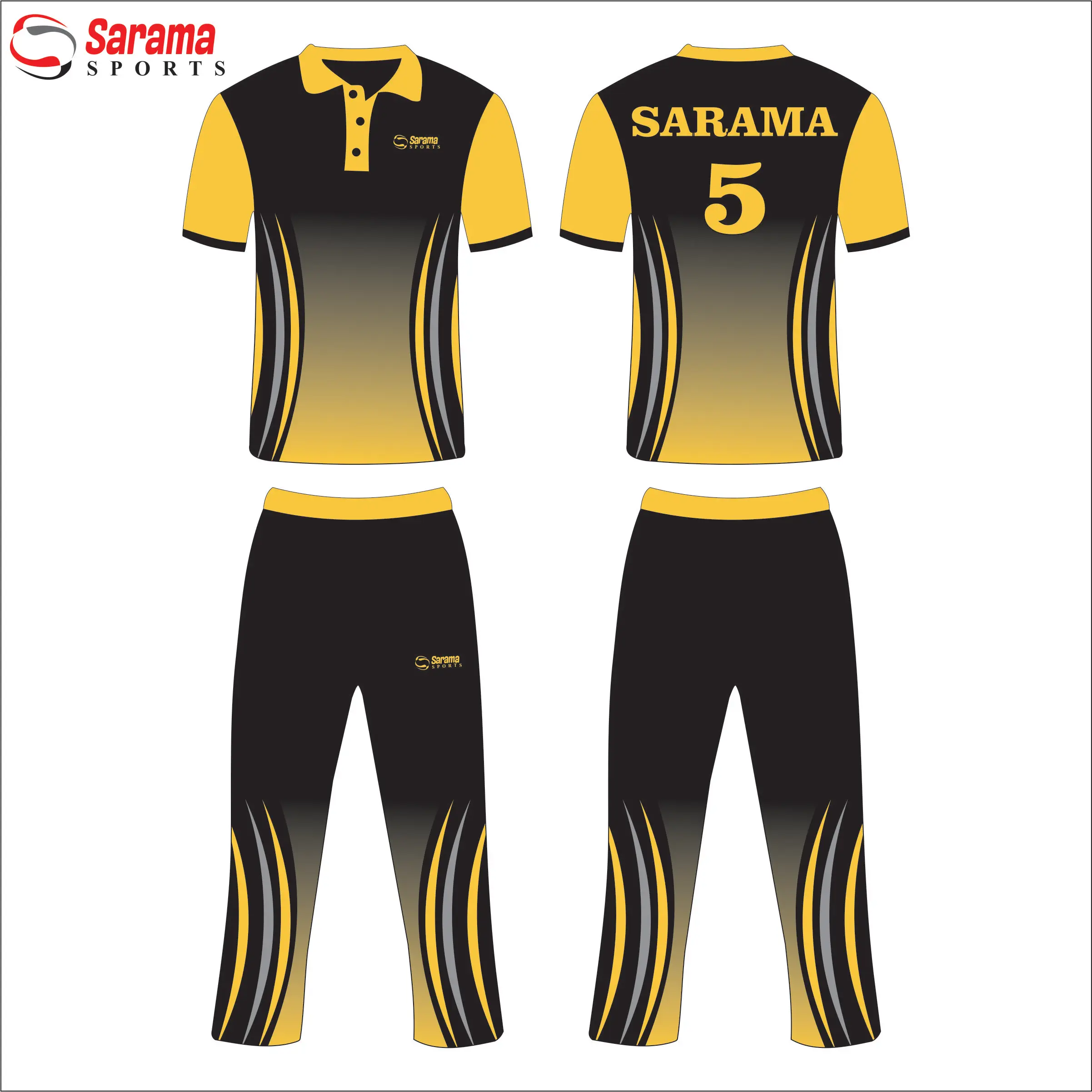 Sublimation sports t shirt designs Club uniforms cricket jersey set full hand Custom logo pattern