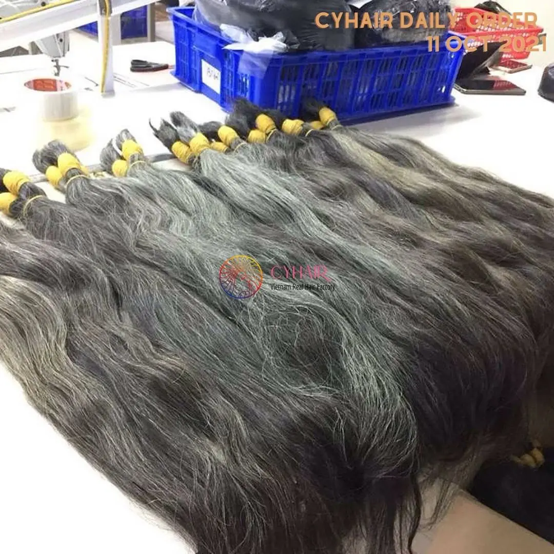 Vietnamese Bulk Grey Hair Double Drawn Hair Extensions Human Hair Direct Vietnam Supplier