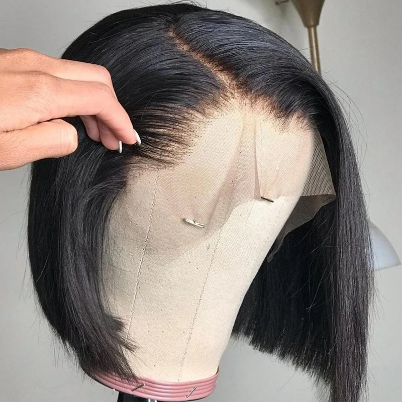 Wholesale Prices Virgin Cuticle Aligned Straight Glueless Peruvian Hair Full Lace Front Pixie Cut Short Human Hair Bob Wigs