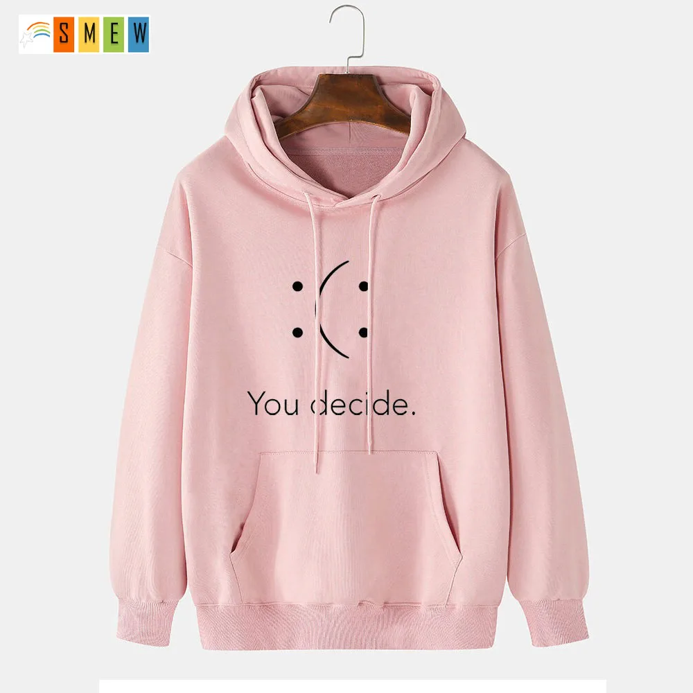 Mens You Decide Print Smile Pattern Drop Shoulder Hoodie With Pocket