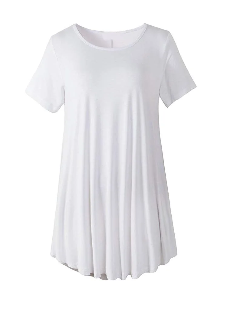 Fit Swing Ladies Summer Tunic Tops Factory Blank LOGO Custom Loose Wholesale High Quality Low Price 180gsm 100% Cotton for Women