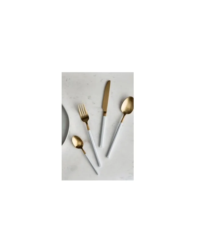Handmade Gold Plated Set Of 6 Metal Cutlery in New Style Metal flatware handmade metal Spoon and Fork in Wholesale price