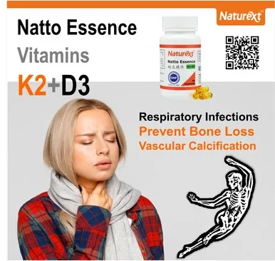 
Prevent Osteoporosis & Protect Against Cardiovascular Disease with Naturext Natto Essence Supplement With Vitamin K2 + D3 
