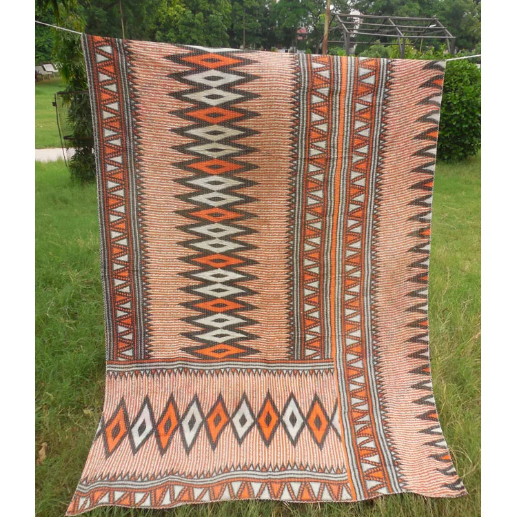 Reversible Bedding Bedspread Decorative Blanket Patchwork Kantha Quilt Manufacturer Indian Throw Handmade Kantha King Size Soft