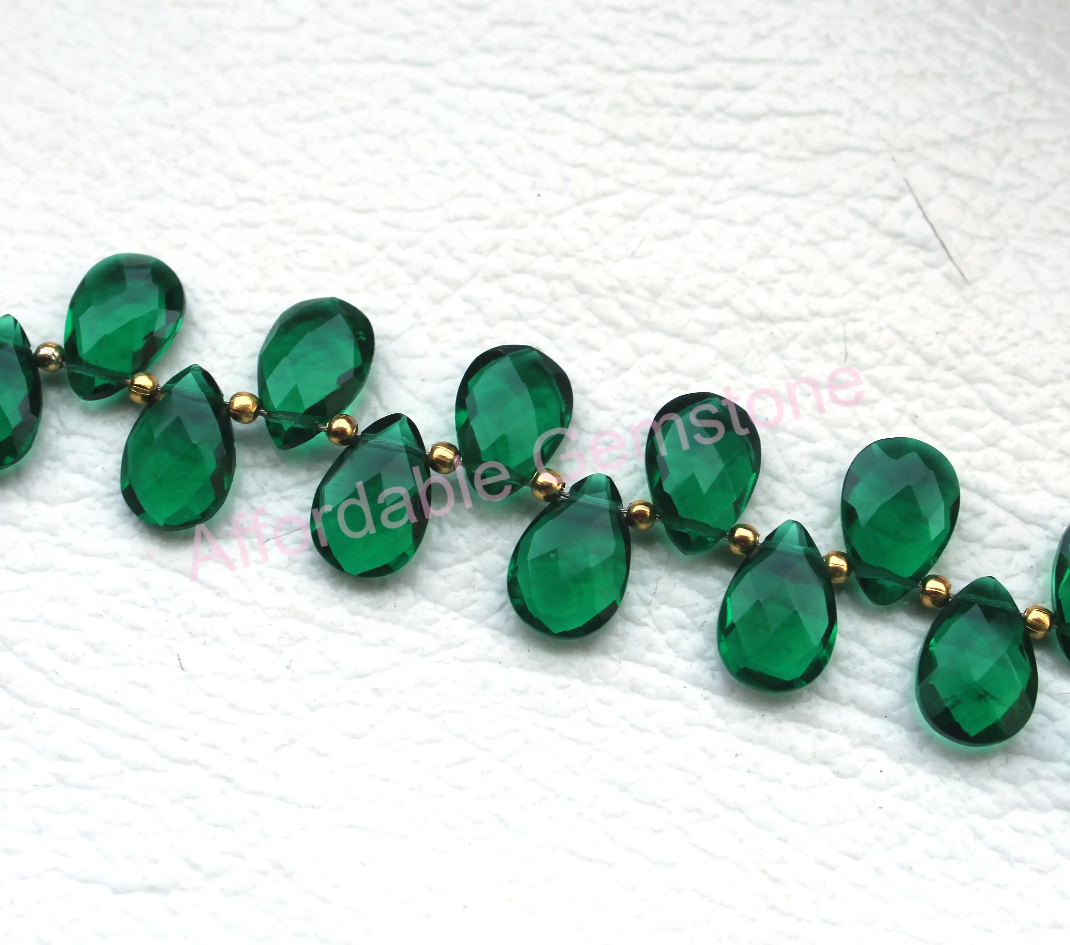 Emerald quartz pear shape stone top drilled emerald jewelry faceted gemstones wholesale jewelry affordable gemstones cut stone