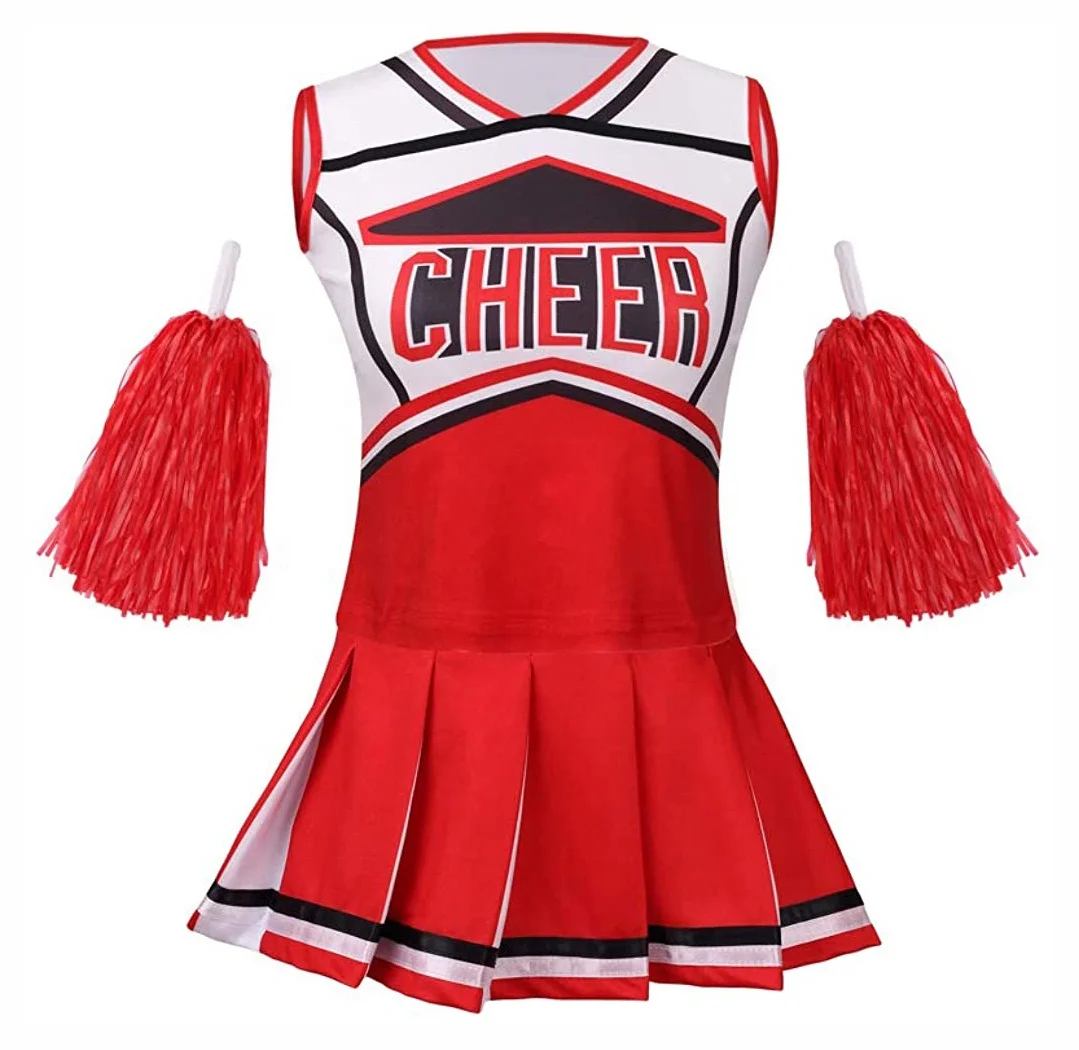 Костюм для чарлидинга для девочек, Униформа, удобные и мягкие ткани, высококачественное платье для чарлидинга