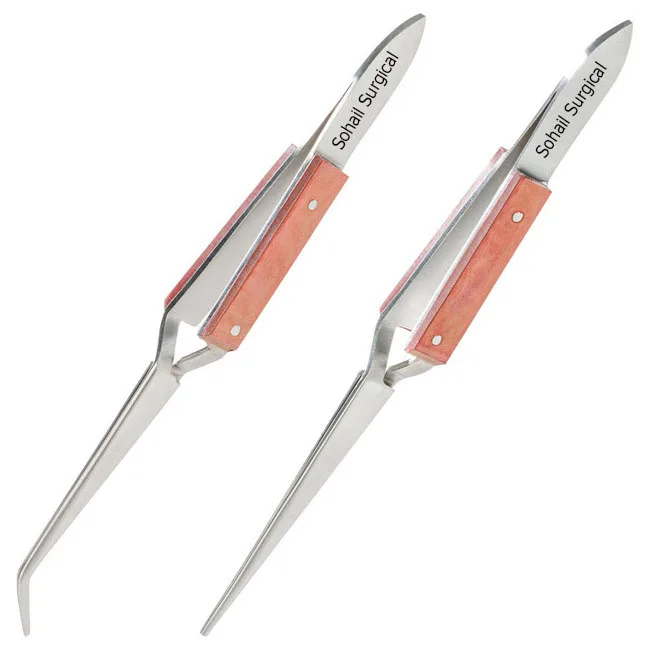 wooden grip reverse action tweezers