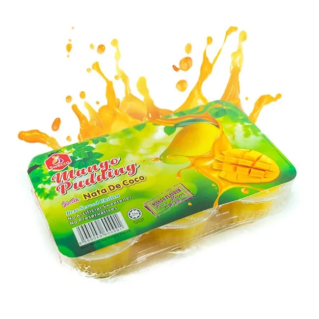 Premix Pudding Cup Mango Flavored Pudding Low Calorie 0 Fat Contain Real Fruit Juice Halal Certified Suitable For Muslim People