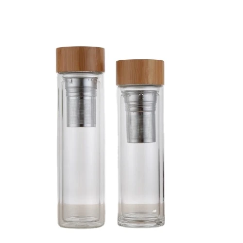 
Made in Vietnam tea difuser glass water bottle glass bottle tea infuser with bamboo lid 
