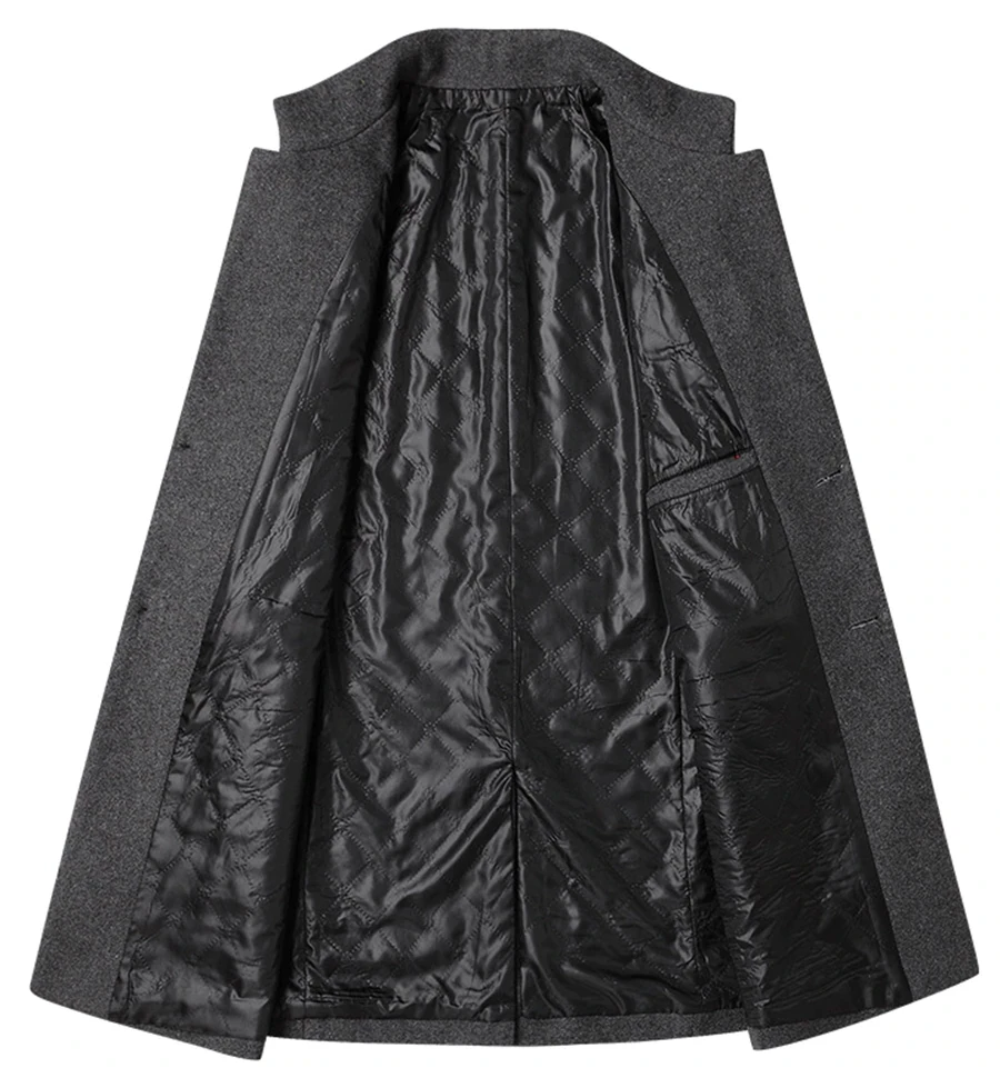 Осенне-зимнее мужское плотное пальто на молнии с воротником