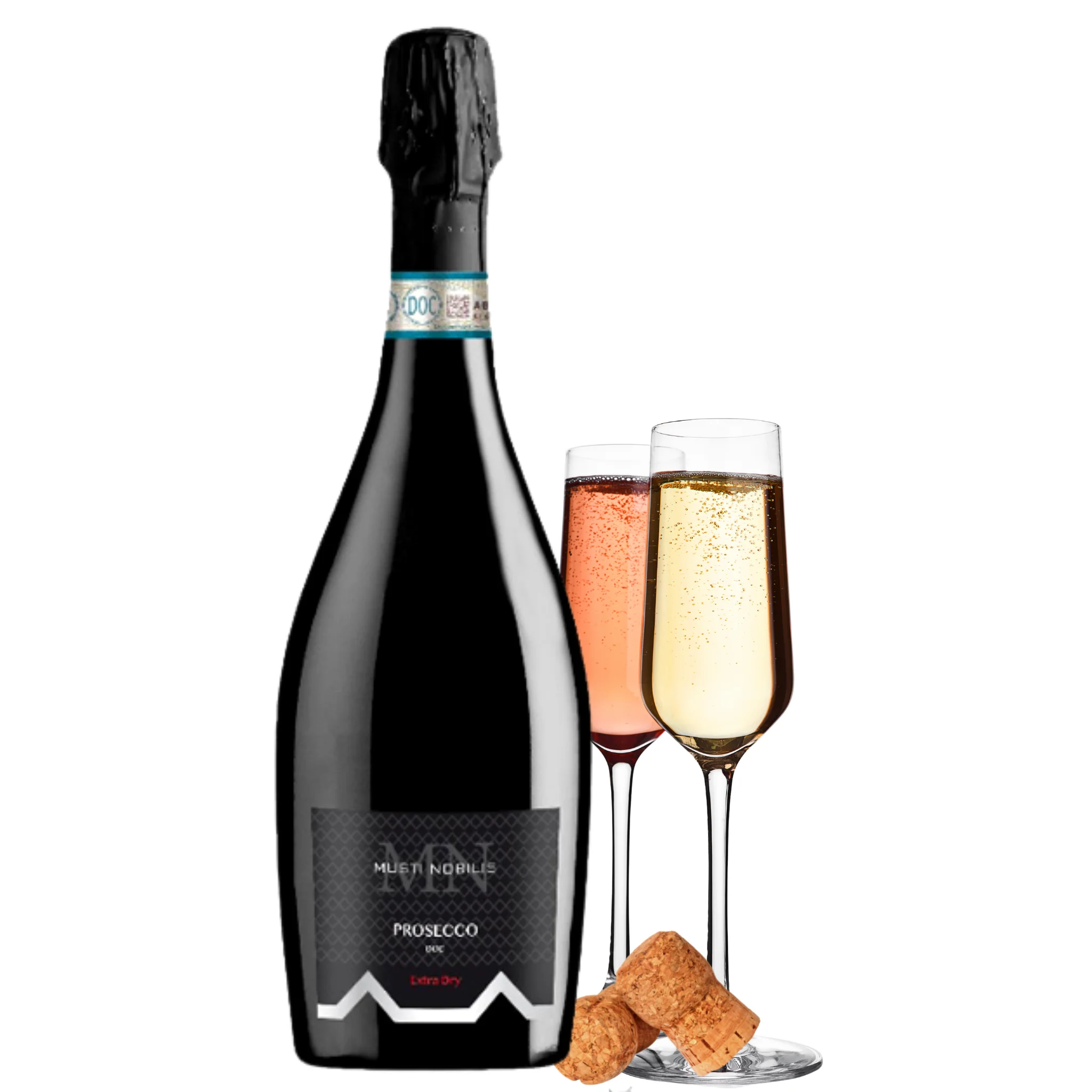 Italian Prosecco DOC Extra Dry Millesimato Sparkling WIne  - Musti Nobilis - Prosecco Private Label bottle 750 ml alcohol 11%