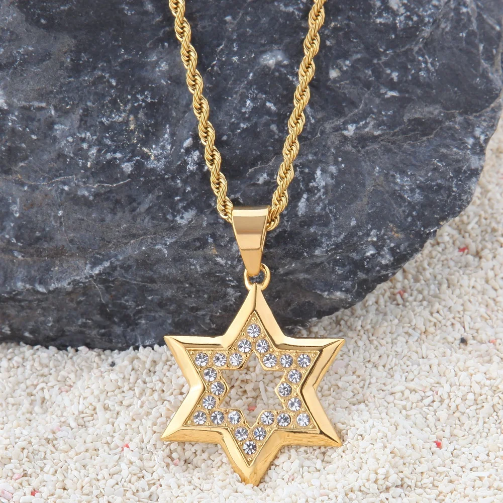 Stainless Steel Twist Chain Star  pendant Necklace for Men 18k Real Gold Plated Rope Chain necklace Jewelry