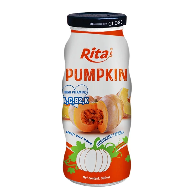 Rita Brand From Vietnam 300ml Glass Bottle Pumpkin Juice Drink Wholesaler Good Taste Good for Health Fruit and Vegetable Juice