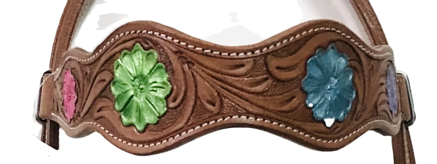 Premium Leather Western Headstall And Breast Collar Customised Horse Products Western Headstall Stitching On The Brown