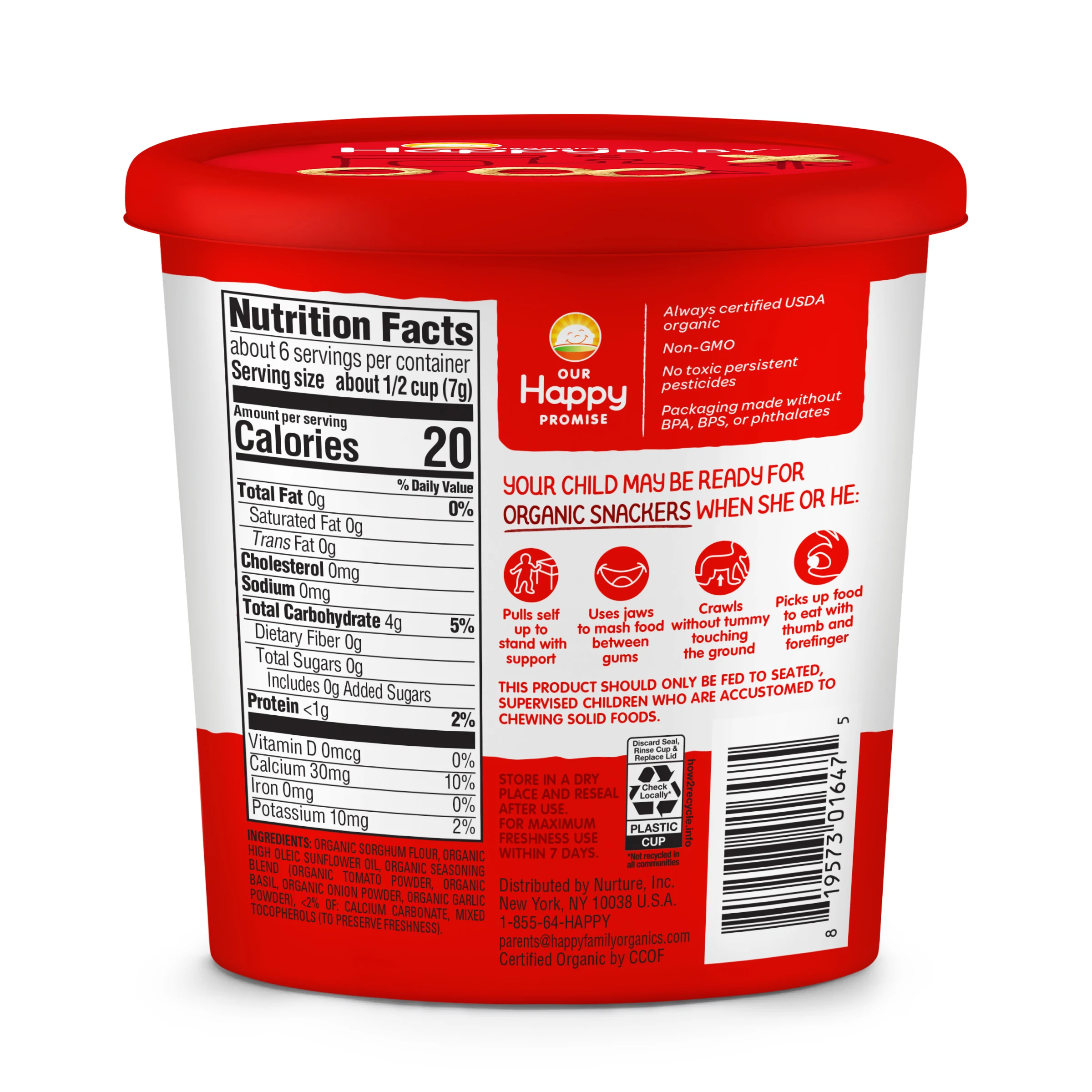 100% Natural Ingredients Happy Baby Organic Snackers Baby Snack Food Tomato & Basil Veggie Flavors