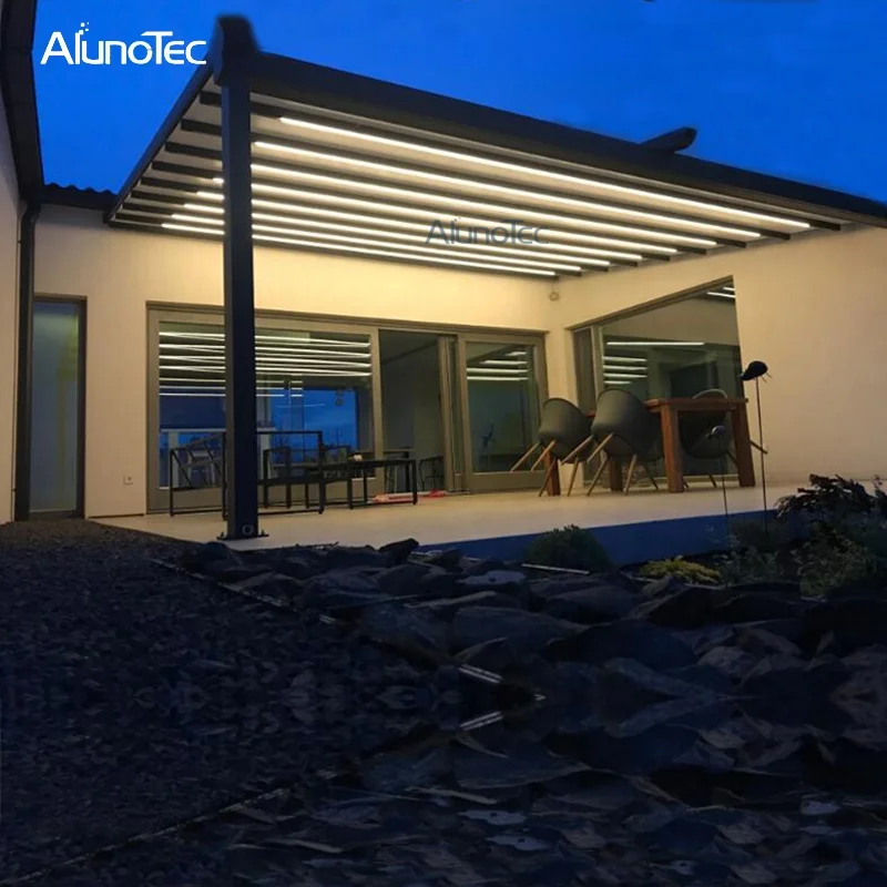 Design Modern Customized Garden Party Retractable Motorised Roof Aluminium Gazebo Outdoor Pergola