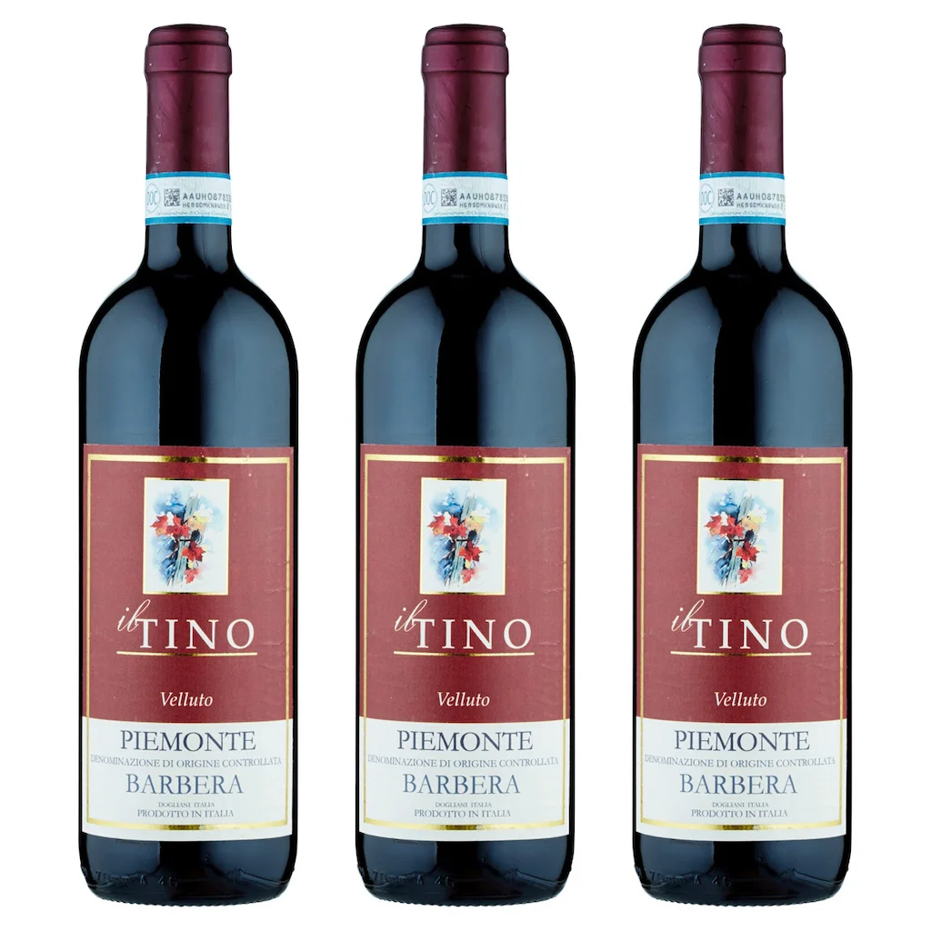 DOC Piemonte Barber «Velluto Il Tino» DOP от Piemonte 750 мл, итальянское вино, красное вино-3 бутылки