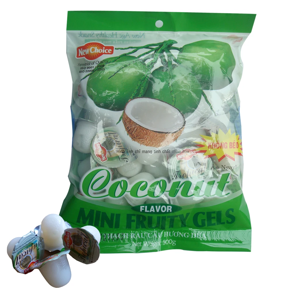 
New Choice Jelly Coconut flavor mini fruity gels Bag 500g High Quality from Vietnam 