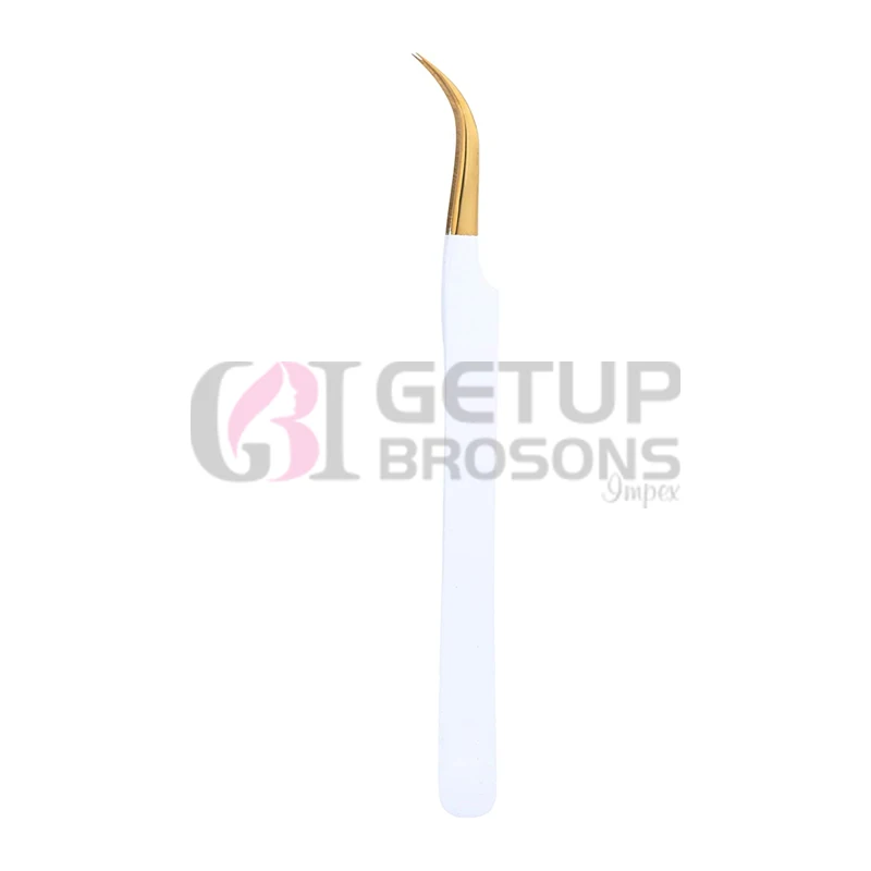 Wholesale Beauty  Private Label Volume Extension Pointed Powder Coating Gold Plasma Tip Lashes Eyelash Tweezers