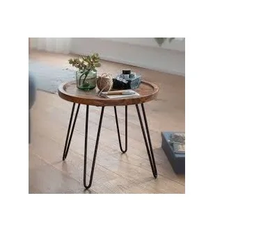 Meta sidel Table for Living Room Balcony Office Round Wooden Top Accent Side Coffee Tables Furniture