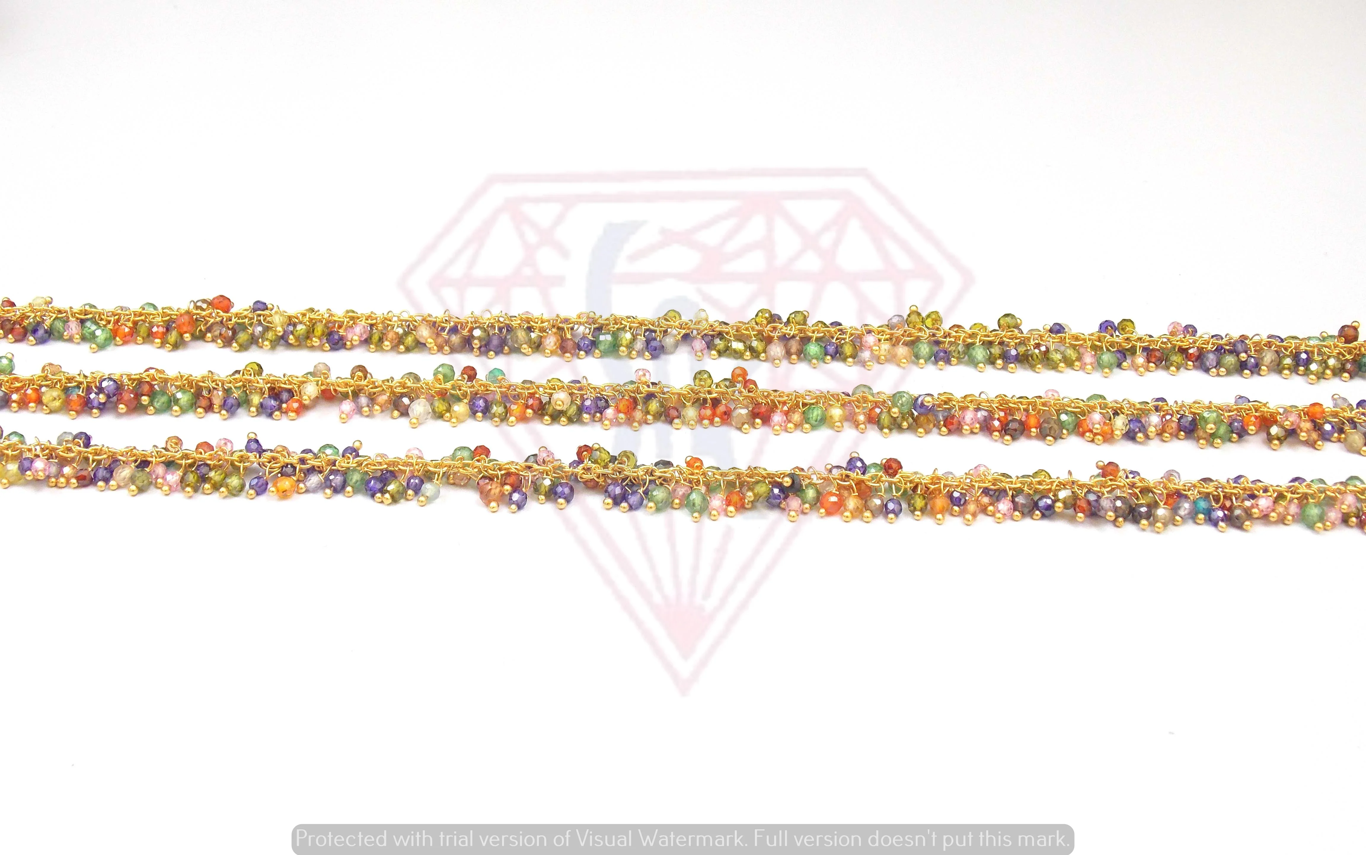 Multi Quartz Wire Wrapped Layered Waist Natural Multi Gemstone  Beaded Cluster Rosary Coin Charm Chain