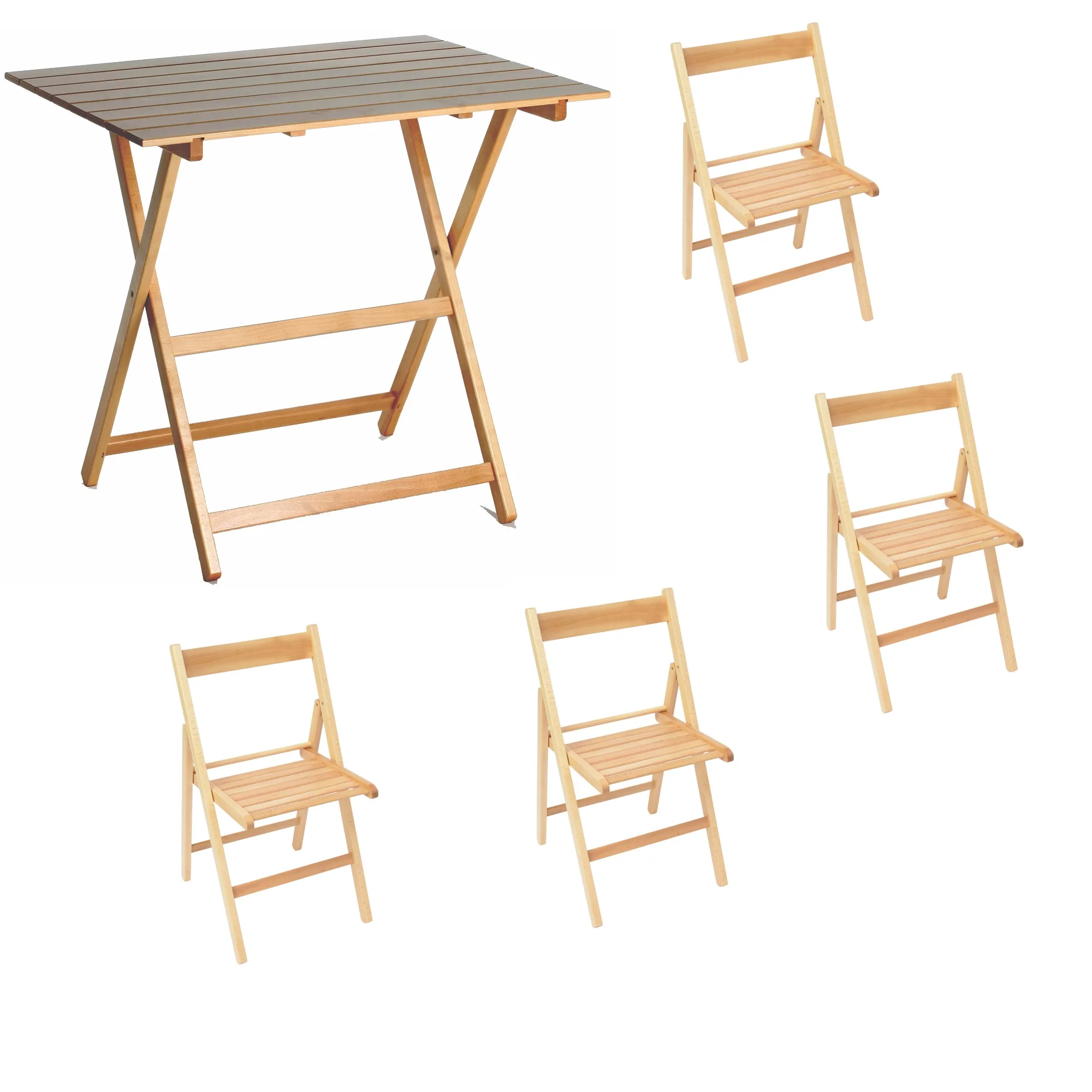 Высокое качество, Сделано в Италии, складной стол размером 60x80 и 4 стула из массива Букового дерева натурального цвета для использования в помещении и на улице